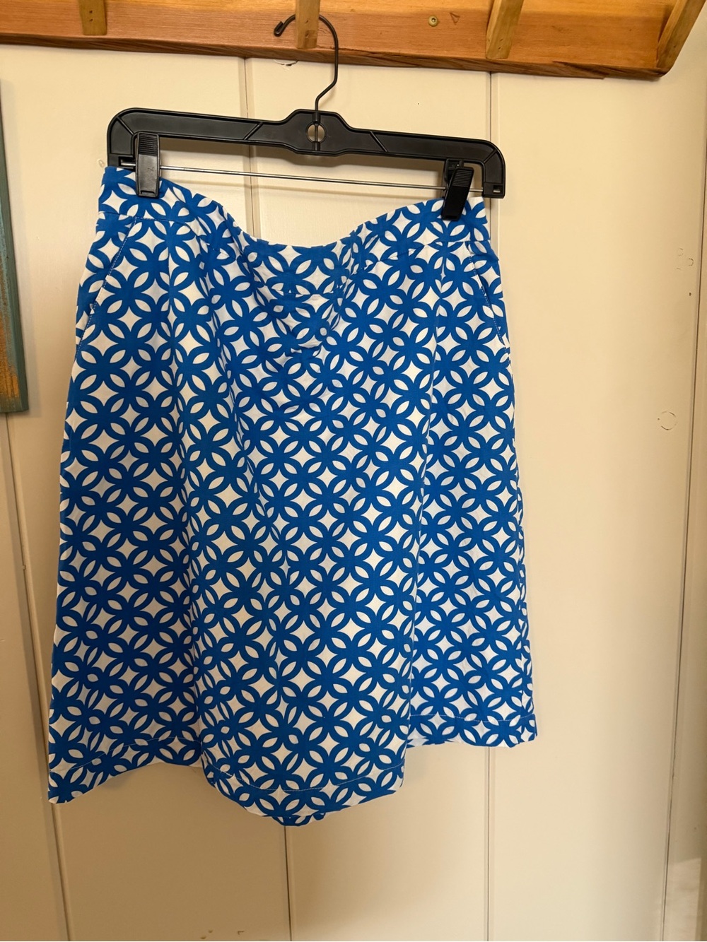 Boden Francesca Skirt Women’s 12R Blue White Cotton A-Line Pockets